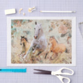 Drie galopperende wilde paarden collage tissuepapier (Craft)