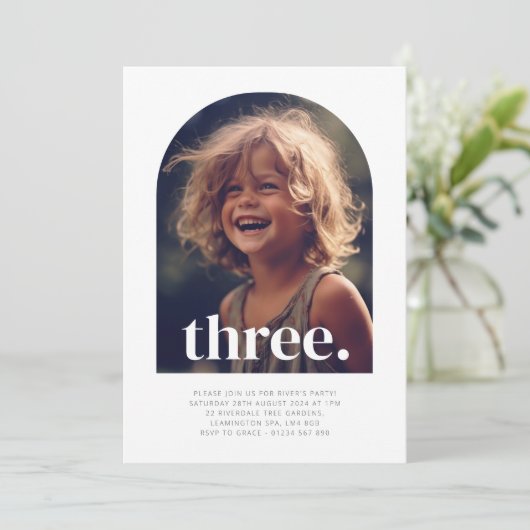 Drie gebogen foto Verjaardag Kaart (Staand voorkant)