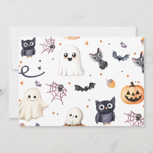 Drie Gedistilleerde Cute Halloween Ghost 3rd Birth Kaart (Achterkant)