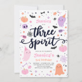 Drie Gedistilleerde Cute Halloween Ghost 3rd Birth Kaart (Voorkant)