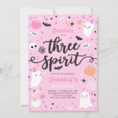 Drie Gedistilleerde Cute Halloween Ghost 3rd Birth Kaart (Voorkant)