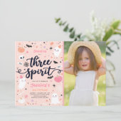 Drie Gedistilleerde Cute Halloween Ghost 3rd Birth Kaart (Staand voorkant)