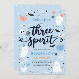 Drie Gedistilleerde Cute Halloween Ghost 3rd Birth Kaart