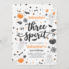 Drie Gedistilleerde Cute Halloween Ghost 3rd Birth Kaart