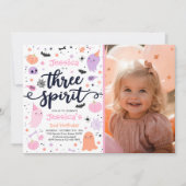 Drie Gedistilleerde Cute Halloween Ghost 3rd Birth Kaart (Voorkant)