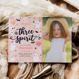 Drie Gedistilleerde Cute Halloween Ghost 3rd Birth Kaart