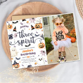 Drie Gedistilleerde Cute Halloween Ghost 3rd Birth Kaart