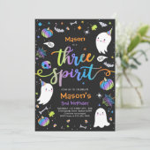 Drie Gedistilleerde Cute Halloween Ghost 3rd Birth Kaart (Staand voorkant)