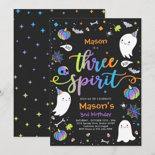 Drie Gedistilleerde Cute Halloween Ghost 3rd Birth Kaart