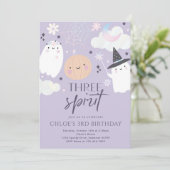 Drie Gedistilleerde Cute Halloween Ghost 3rd Birth Kaart (Staand voorkant)