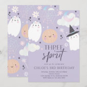 Drie Gedistilleerde Cute Halloween Ghost 3rd Birth Kaart (Voorkant / Achterkant)