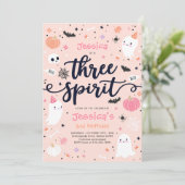 Drie Gedistilleerde Cute Halloween Ghost 3rd Birth Kaart (Staand voorkant)