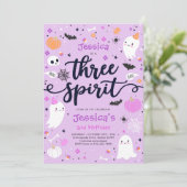 Drie Gedistilleerde Cute Halloween Ghost 3rd Birth Kaart (Staand voorkant)