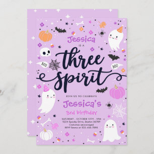 Drie Gedistilleerde Cute Halloween Ghost 3rd Birth Kaart