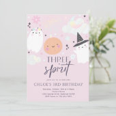 Drie Gedistilleerde Cute Halloween Ghost 3rd Birth Kaart (Staand voorkant)