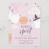 Drie Gedistilleerde Cute Halloween Ghost 3rd Birth Kaart (Voorkant / Achterkant)