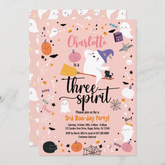 Drie Gedistilleerde Meisjes 3rd Birthday Halloween (Voorkant / Achterkant)