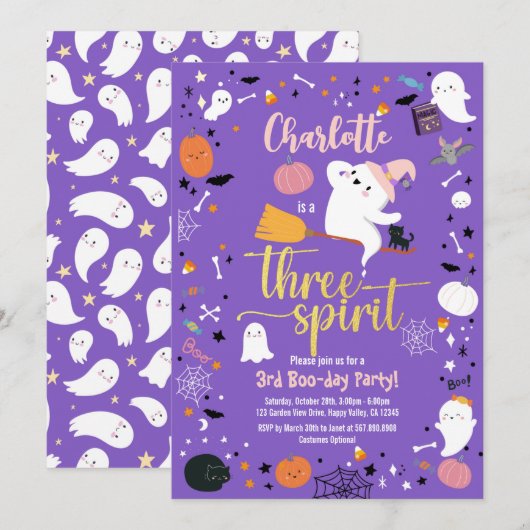 Drie Gedistilleerde Meisjes 3rd Birthday Halloween (Voorkant / Achterkant)