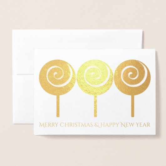Drie gedraaide Lollipops-kerstWenskaart Folie Kaarten (Voorkant met envelop)