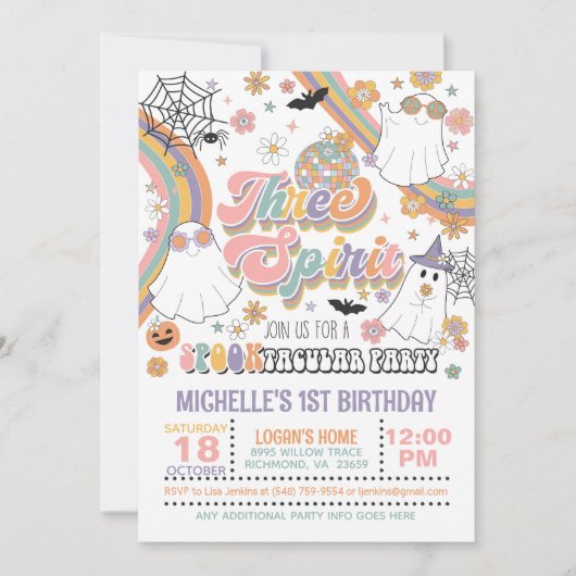 Drie Geest 3e Verjaardag uitnodiging - Meisje (Voorkant)