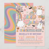 Drie Geest 3e Verjaardag Uitnodiging - Meisje (roz (Voorkant / Achterkant)