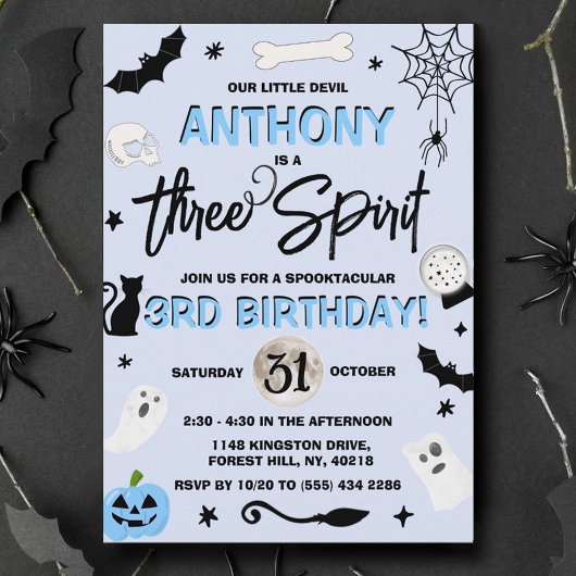 Drie Geest. Boys Halloween 3rd Birthday Kaart