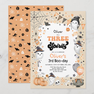 Drie Geest   Cute Halloween Ghost 3rd Birthday Kaart