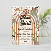 Drie Geest Groovy Cactus Halloween Verjaardag Kaart (Staand voorkant)