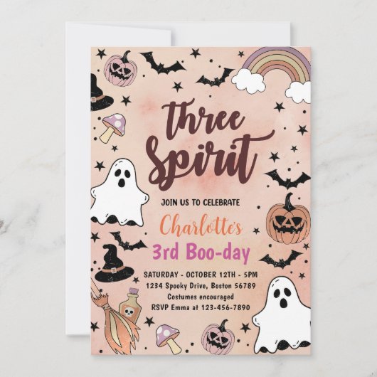 Drie Geest Halloween 3e Verjaardagsfeest Kaart (Voorkant)