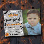 Drie Geest. Halloween 3rd Birthday Foto Kaart