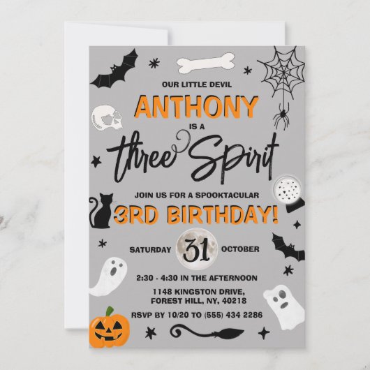 Drie Geest. Halloween 3rd Birthday Kaart (Voorkant)