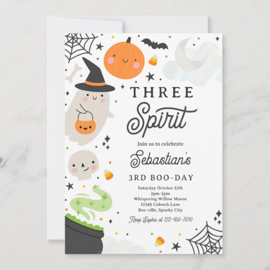 Drie Geest Halloween Ghost 3e Verjaardag Party Kaart (Voorkant)