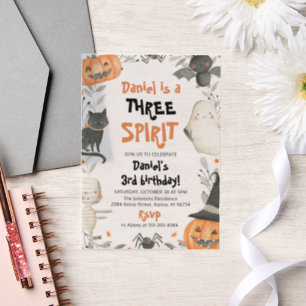 Drie Geest Leuke Halloween 3e Verjaardag Uitnodige Vellum Uitnodigingen