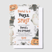 Drie Geest Leuke Halloween 3e Verjaardag Uitnodige Vellum Uitnodigingen (Offset)