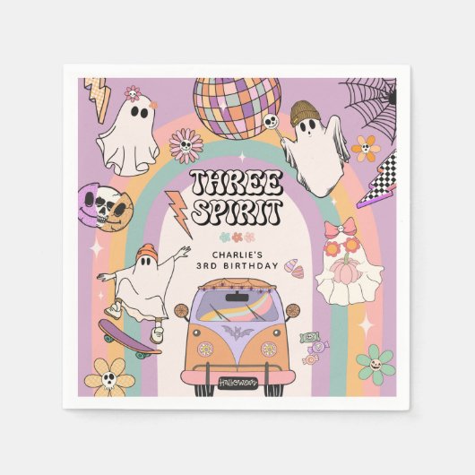 Drie Geest Retro Fun 3e Verjaardagsfeest Servet (Voorkant)