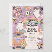 Drie Geest Retro Halloween 3e Verjaardag Party Kaart (Voorkant)