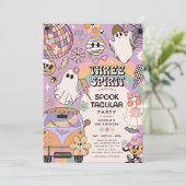 Drie Geest Retro Halloween 3e Verjaardag Party Kaart (Staand voorkant)