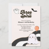 Drie Geest Retro Halloween 3e Verjaardag Party Kaart (Voorkant)