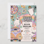 Drie Geest Retro Halloween 3e Verjaardag Party Kaart (Voorkant)