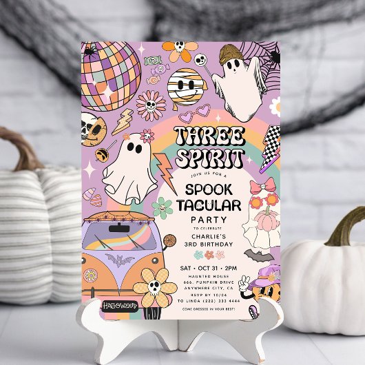 Drie Geest Retro Halloween 3e Verjaardag Party Kaart