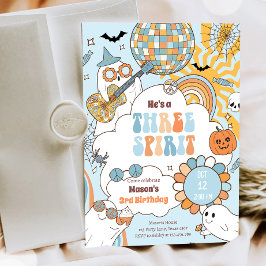 Drie Geest Retro Halloween Party Derde Verjaardag Kaart