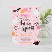 Drie Geest Roze Halloween 3e Verjaardagsfeest Kaart (Staand voorkant)