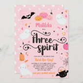 Drie Geest Roze Halloween 3e Verjaardagsfeest Kaart (Voorkant / Achterkant)
