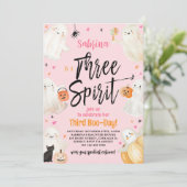 Drie Geest Roze Halloween 3e Verjaardagsfeest Kaart (Staand voorkant)