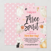 Drie Geest Roze Halloween 3e Verjaardagsfeest Kaart (Voorkant / Achterkant)