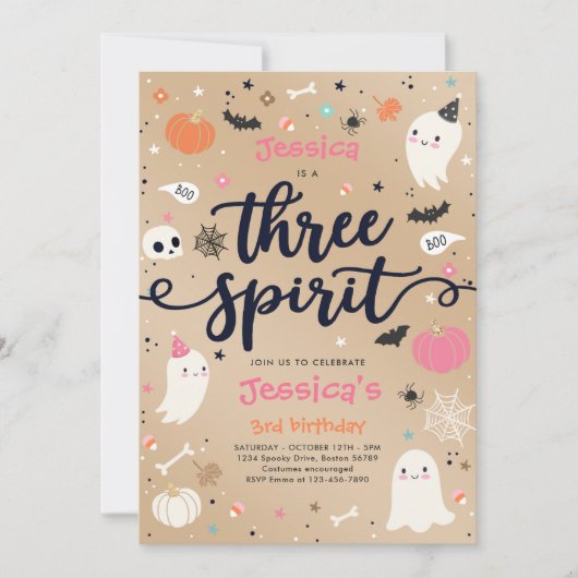 Drie Geestelijke Halloween Ghost 3rd Birthday Kaart (Voorkant)