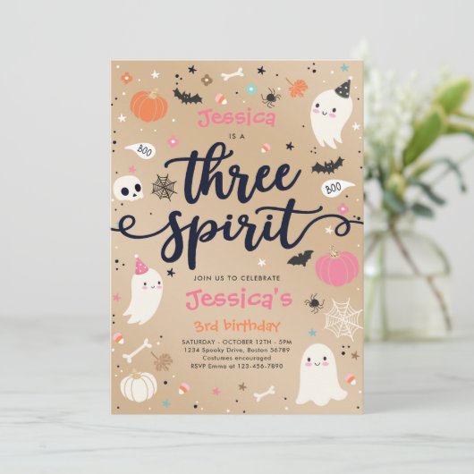 Drie Geestelijke Halloween Ghost 3rd Birthday Kaart (Staand voorkant)