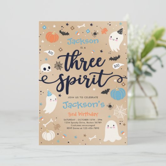 Drie Geestelijke Halloween Ghost 3rd Birthday Kaart (Staand voorkant)