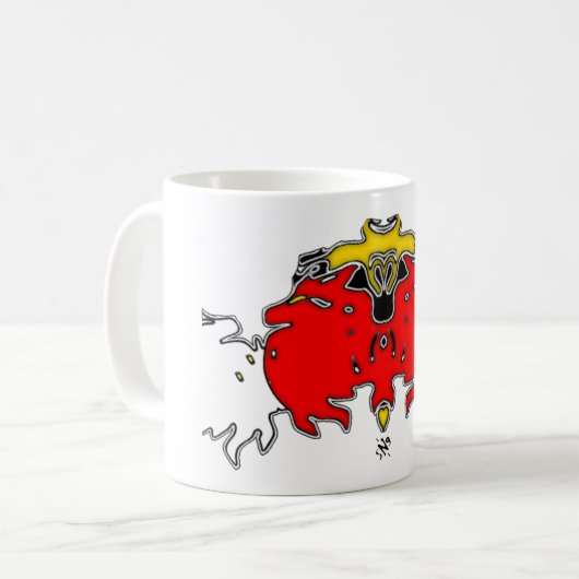 Drie geesten die blazen (Rood) Koffiemok (Voorkant links)