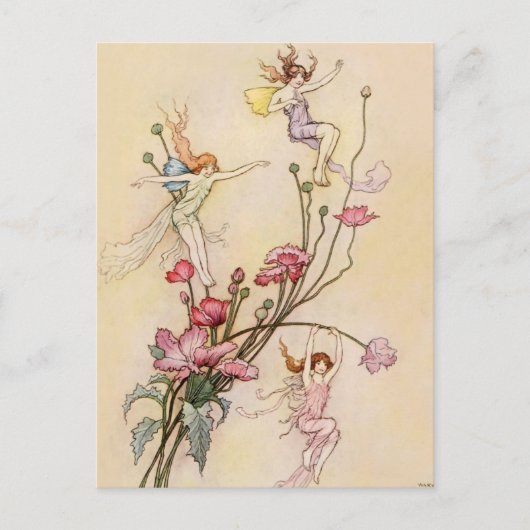 “Drie geesten dol van vreugde” door Warwick Goble Briefkaart (Voorkant)